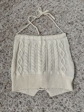 SHEIN Cream Cable Knit Halter Skort Shorts